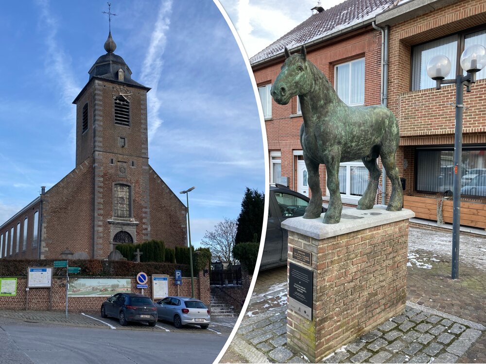 Kerk en Vlaams Brabant trekpaard in Vollezele